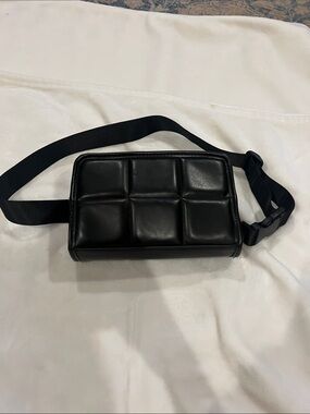 Amanda Uprichard Black Quilted Vegan Leather Crossbody/Belt Bag